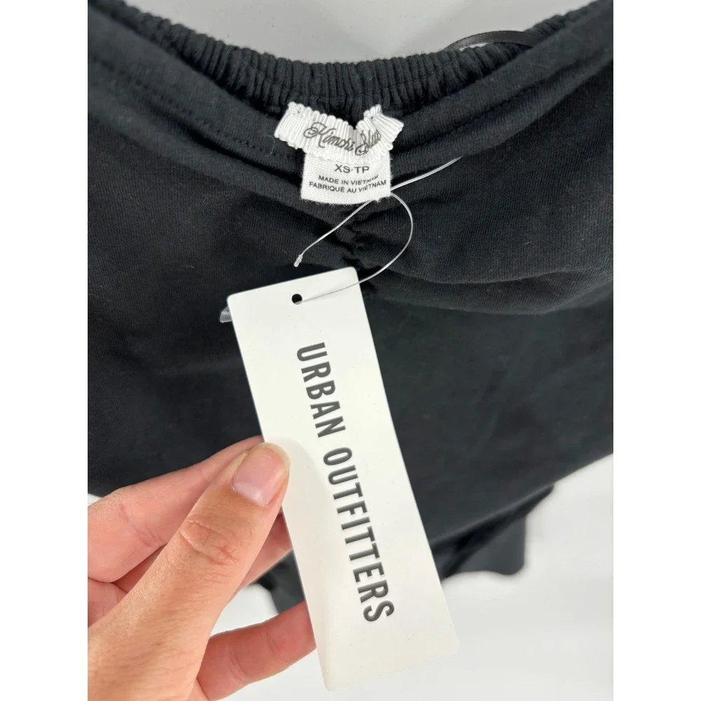 NWT Urban Outfitters‎ Black Off The Shoulder Ruffle Dress XS Bows Skirt